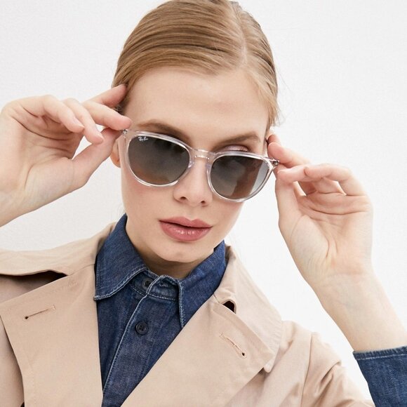 Ray-Ban Women Sunglasses RB4171 Erika Transparent Frame Grey Gradient Lens 54mm